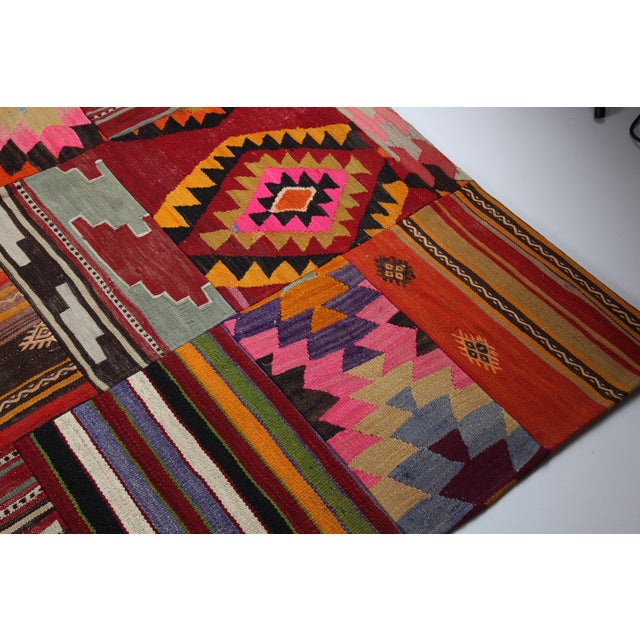 Mid 20th Century Designer Patchwork Rug Crafted From Authentic Anatolian Kilims -5' 7'' X 9' 10'' For Sale - Image 4 of 11