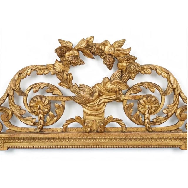 Late 19th Century Late 19th-C. French Louis XIV Style Carved Giltwood Mirror With Birds For Sale - Image 5 of 7