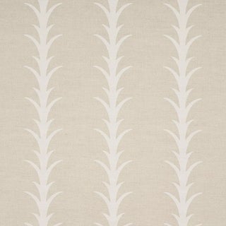 Schumacher X Celerie Kemble Acanthus Stripe Fabric in Natural For Sale