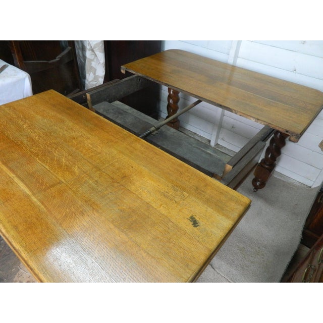 Brown Barley Twist Extending Table in Golden Oak For Sale - Image 8 of 16