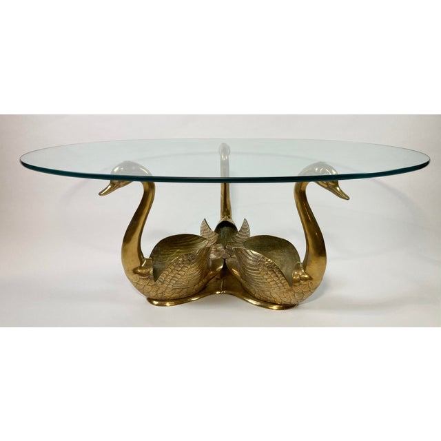 Brass Swan Coffee Table With Glass Top Chairish
