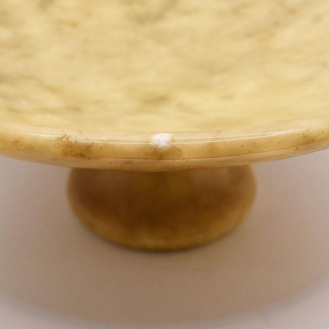 Mid 20th Century Round Yellow Stone Decorative Bowl or Catchall on Pedestal - Italy For Sale - Image 5 of 6