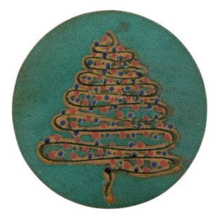 Vintage Art Pottery Christmas Tree Decorative Plate Signed by Artist For Sale
