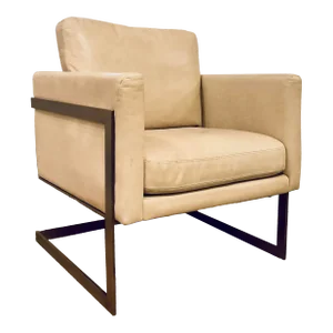 Revelation Modern Latte Full Grain Leather Alexandrea Lounge Chair
