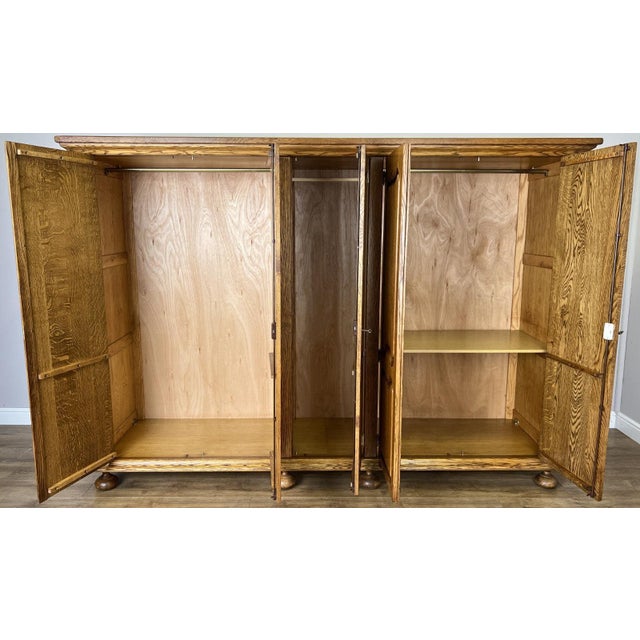 Vintage French Style Carved Oak 5-Door Armoire For Sale - Image 12 of 14