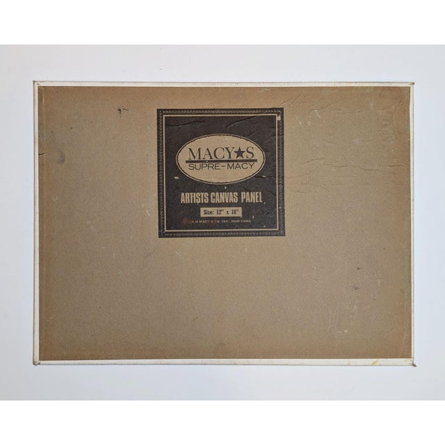 Vintage Mid-Century Expressionist Cityscape Painting on Macy's Canvas Board For Sale - Image 4 of 4