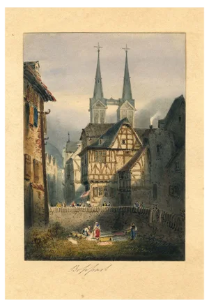 Boppart on the Rhine Miniature, Germany, 1830s, Watercolour
