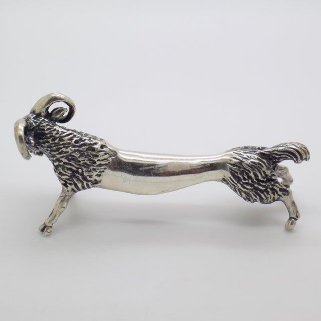 1980s Vintage Italian Handmade Genuine Sterling Silver 925 Ram / Aries Shaped Spoon Rest For Sale - Image 5 of 11