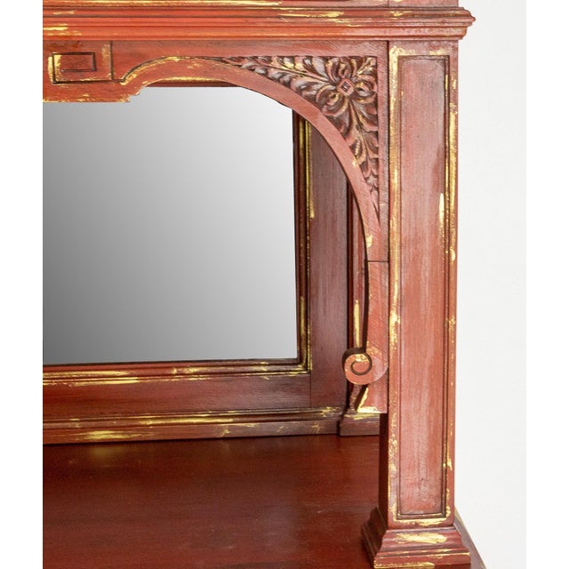 French Patinated Walnut 2-Body Buffet in Red and Gold, 1920 For Sale - Image 10 of 18