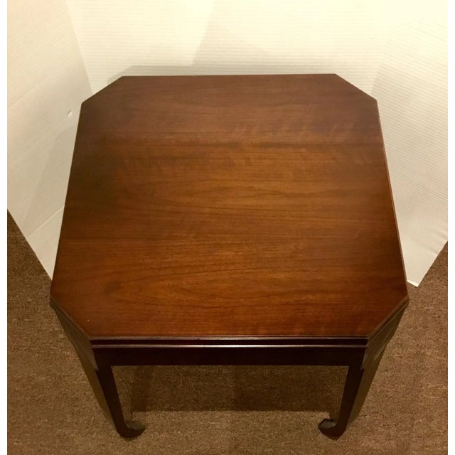 Original Retail $1650, Stylish Modern Hickory Chair Wabi Side Table finished in a warm mahogany, showroom floor sample,...
