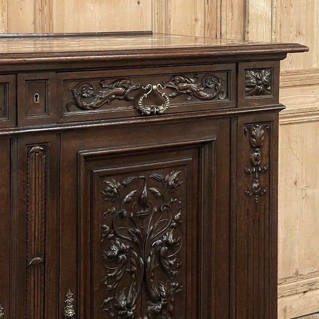 19th Century French Henri II Renaissance Revival Walnut Marble Top Buffet For Sale - Image 11 of 15