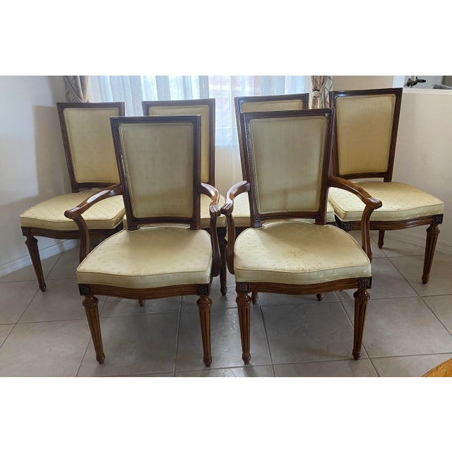 Brown Louis XVI Style Solid Walnut Dining Room Set For Sale - Image 8 of 12