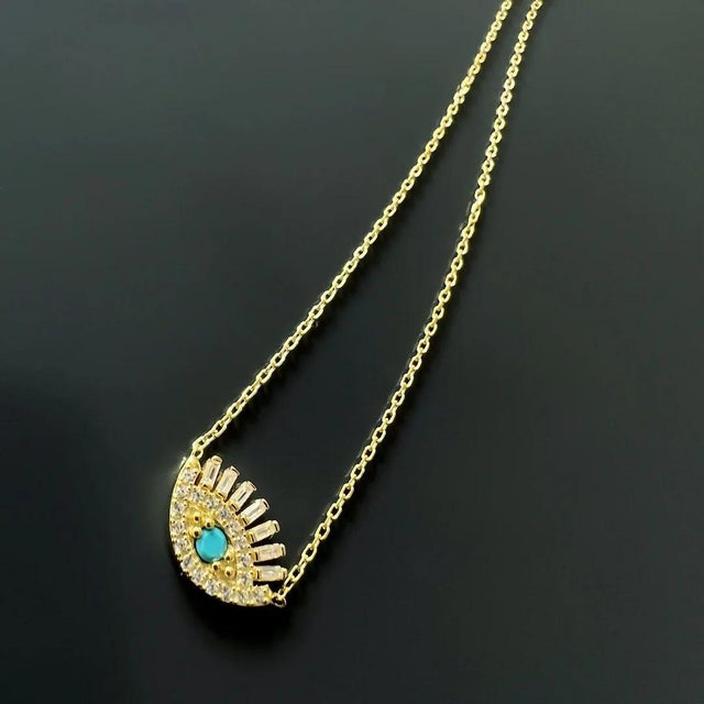 Diamond Long Lash Evil Eye Necklace For Sale In Miami - Image 6 of 10