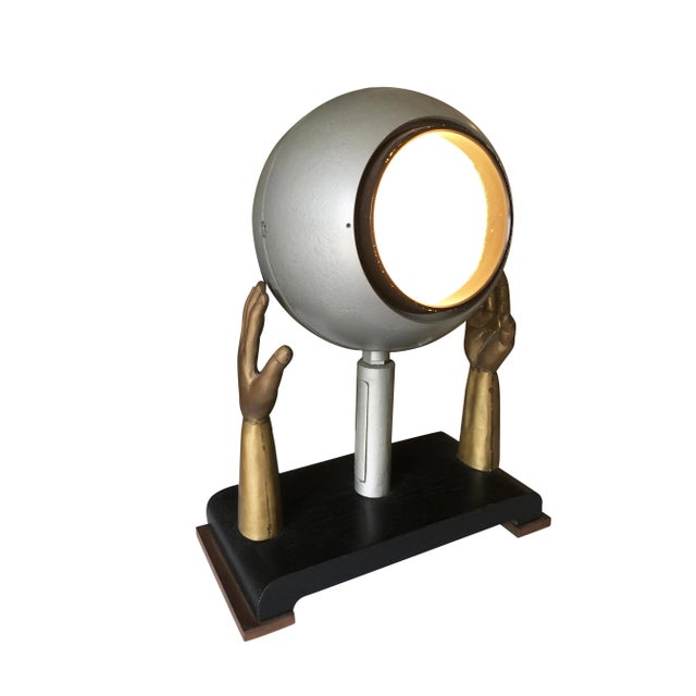 Original Surrealism Bronze Hands and Spotlight Table Lamp For Sale - Image 9 of 9