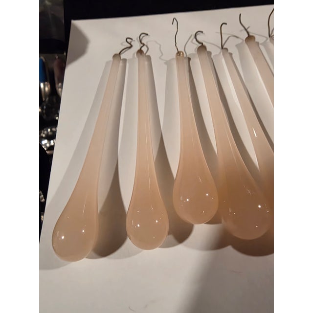 Beautiful antique pink opaline murano glass drops...antique. 8 piece set