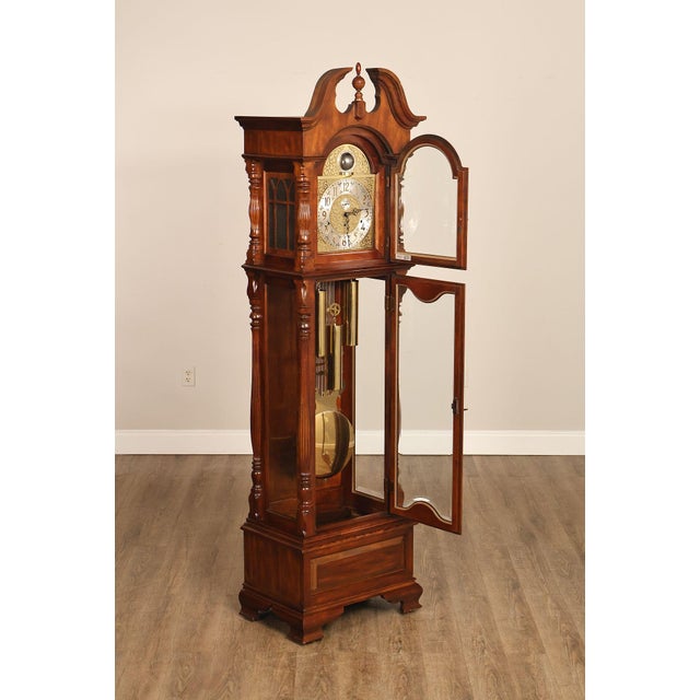 Ridgeway Traditional Cherry Grandfather Clock For Sale - Image 4 of 18