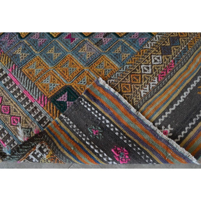 Orange 1960s Hand Woven Braided Jajim Kilim Area Rug - 5'7" X 9'8" For Sale - Image 8 of 9