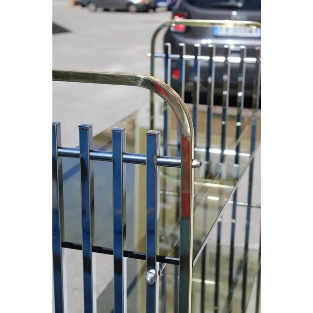 Italian Shelf in Chromed Metal, Brass & Glass, 1970s, in Very Good conditions. Designed 1970 to 1979