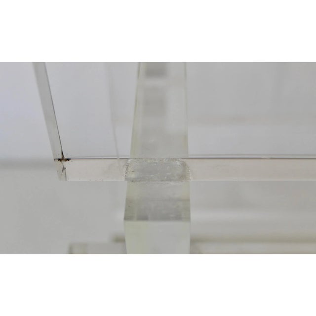 Transparent Vintage Stacked Lucite End Side Accent Table Base Mid Century Hollywood Regency For Sale - Image 8 of 10