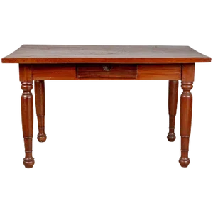 Antique Dutch Colonial Javanese Teak Desk with Single Drawer and Turned Legs