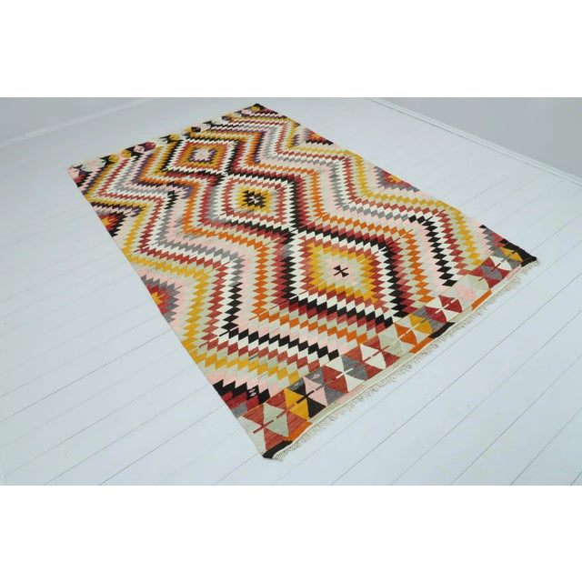 Mid 20th Century Turkish Kilim Rug-6′1″ × 9′7″ For Sale - Image 4 of 13