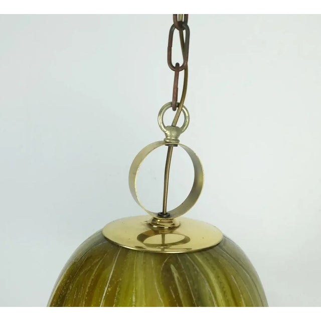 Vintage Pendant Lamp in Amber Color, Acrylic and Brass, 1970s For Sale - Image 5 of 11