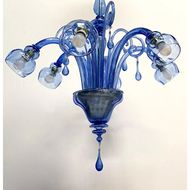 Blue Chandelier attributed to Venini, 1930 For Sale - Image 3 of 8
