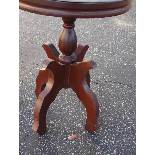 Pair of Antique White Marble Top Mahogany Parlor Round Brown Side Tables Italy For Sale - Image 13 of 18