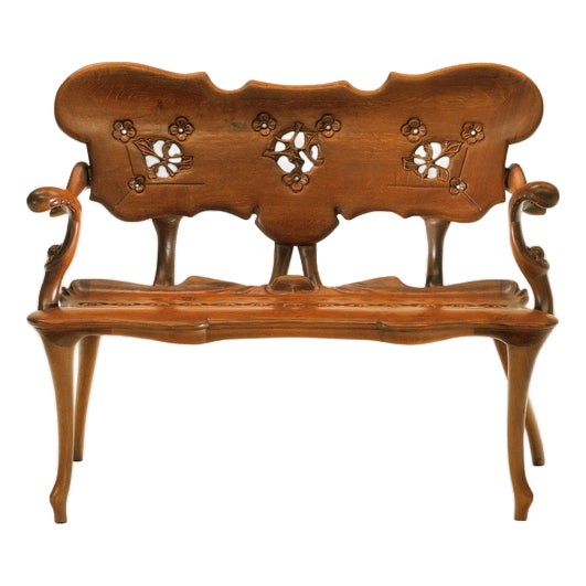Calvet Bench attributed to Antoni Gaudí, Oak, Jugendstil Design, Spain For Sale