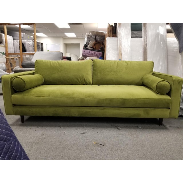 Upholstered Apple Green Velour Sofa Chairish
