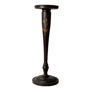 Antique Chinoiserie Hand-Painted Pedestal Plant Stand For Sale