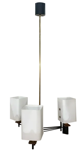 Suspension Light in Metal, Brass and Opaline Glass attributed to Stilnovo, Italy, 1950s
