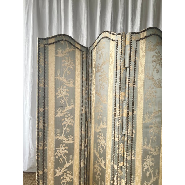 Vintage Screen in Damask Silk, 1920s For Sale - Image 13 of 18