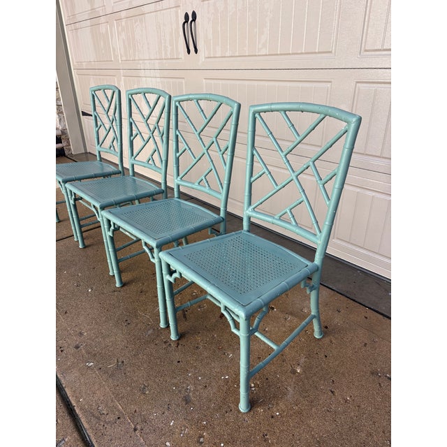 Chinoiserie Vintage Chinoiserie Patio Dining Chairs by Meadowcraft For Sale - Image 3 of 12