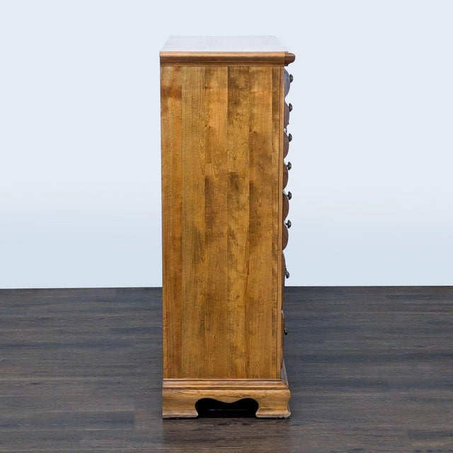 Vintage 8-Drawer Wooden Dresser With Cabinet and Decorative Handles For Sale - Image 4 of 9