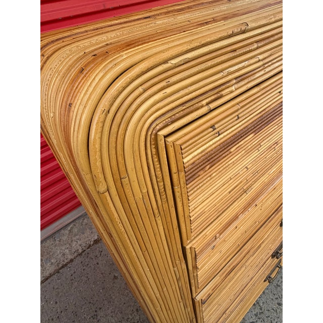 Wood Vintage Gabriella Crespi Pencil Reed Rattan Tall Dresser For Sale - Image 7 of 10