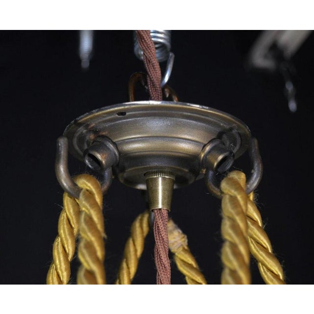 Metal Art Deco French Croismare Glass Plafonnier with Silk Rope and Bronze Fittings, 1890s For Sale - Image 7 of 14
