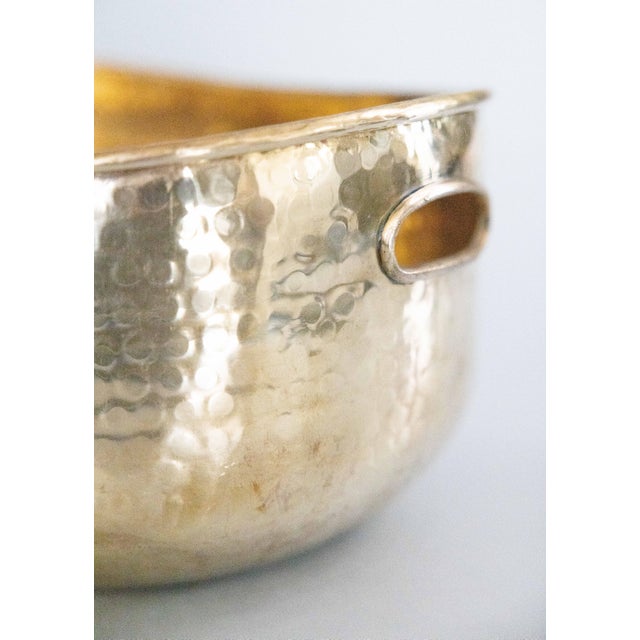 Metal Vintage English Brass Hammered Planter Bowl Centerpiece For Sale - Image 7 of 8
