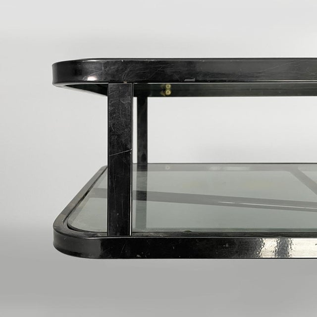 1980s Italian Modern Black Metal and Smoked Glass Cart by Arredamenti Allegri, 1980s For Sale - Image 5 of 18