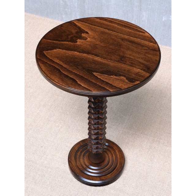 Brown Sculptural Round Side Table in Beech Wood by Charles Dudouyt, France, 1950s For Sale - Image 8 of 12