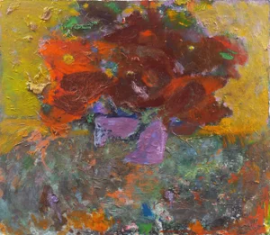 'Still Life of Poppies', Mid-Century, American School Expressionist Floral Oil