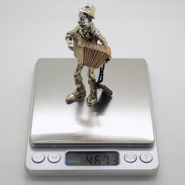 Vintage Italian Handmade Silver and Brass Accordion Player Sculpture by Etruria Gioielli, 1980s For Sale - Image 13 of 15