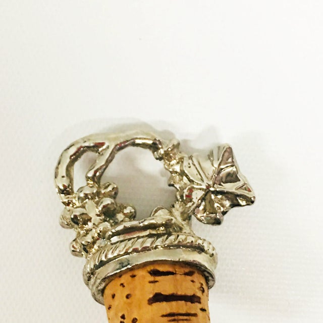 Realism 1990s Vintage Silverplate Grape Cluster Bottle Stopper For Sale - Image 3 of 5