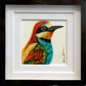 Luis Sottil "Aberjaruco Comun Egghsell Series"14856 Hand Signed Canvas Bird
