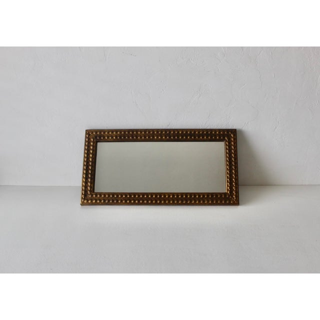 Mid-Century Italian Style Antiqued Gold Brass Finish Bubble Frame Rectangular Wall Mirror For Sale - Image 9 of 14