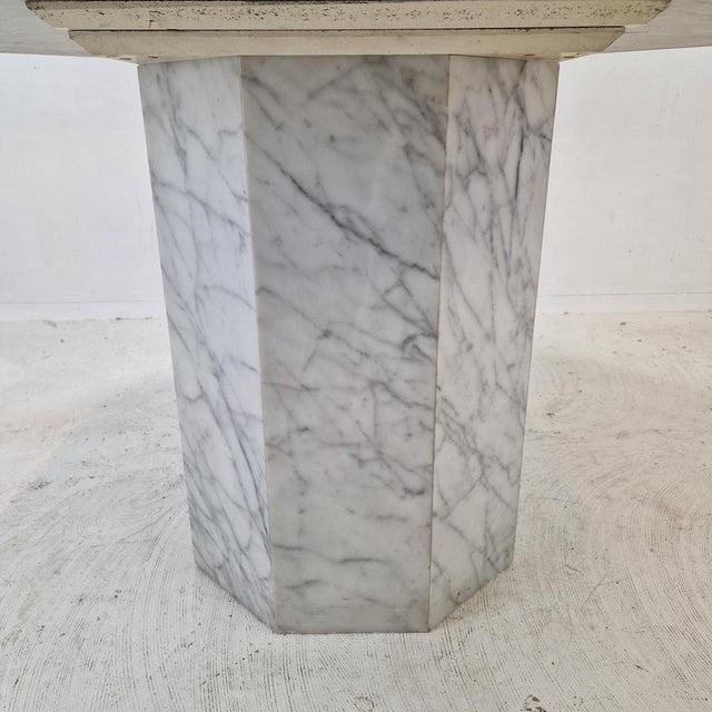 Italian Octagon Carrara Marble Garden or Dining Table, 1960s For Sale - Image 9 of 14