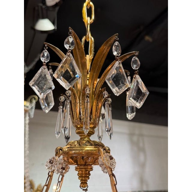 19th Century French Gilt Bronze and Crystal Chandeliers With Cobalt Glass For Sale In Dallas - Image 6 of 7