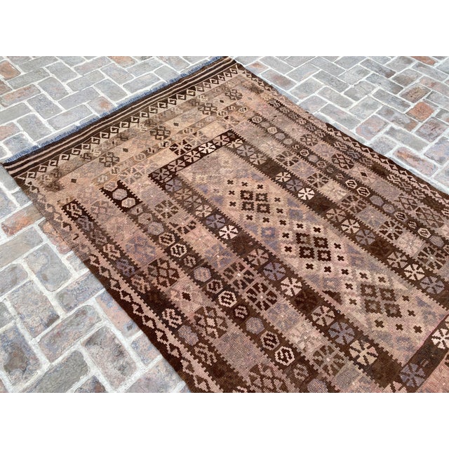 Beige Vintage Afghan Handwoven Sheep Wool Kilim Rug For Sale - Image 8 of 11