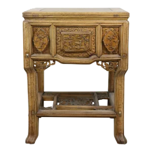 Early 20th Century Chinese Boxwood Carved Side Table