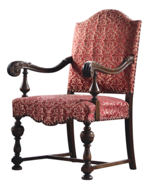 Danish Baroque Louis XV Style Oak Armchair, 19th Century